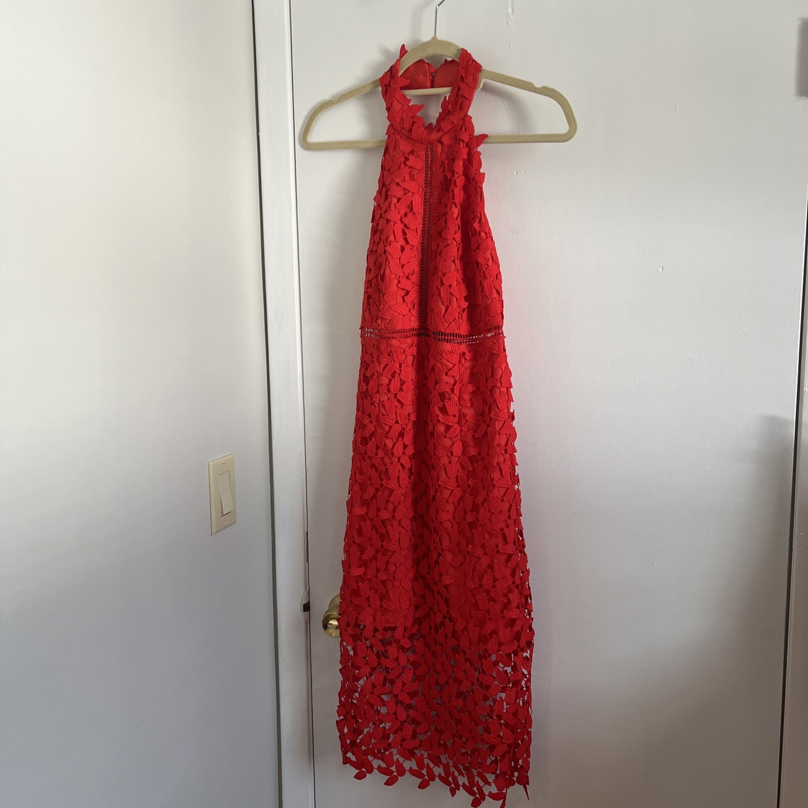 Bardot Poppy Red Dress Size Small Lace Embroiderd Halter Top BRAND NEW