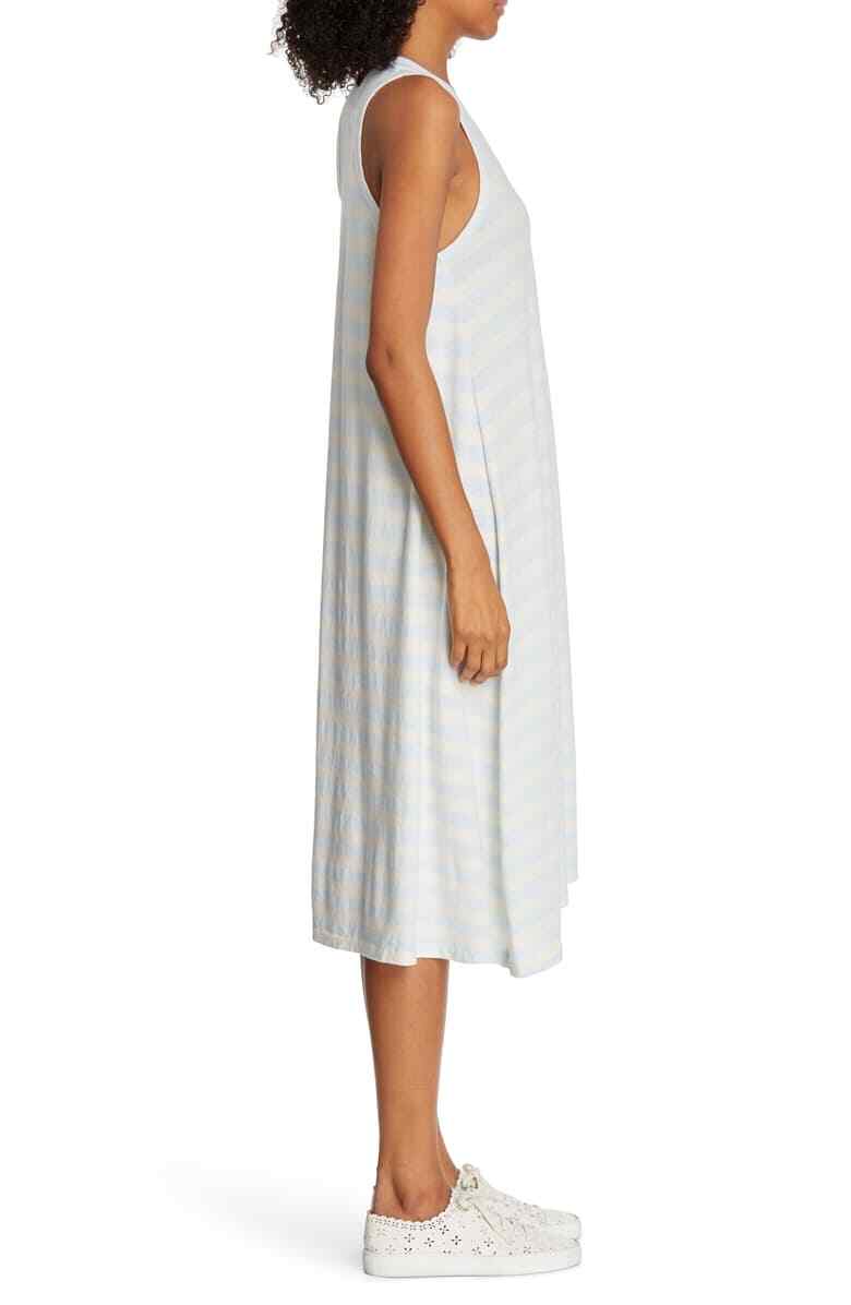 THE GREAT. Striped Lightweight Cotton U-Line Swing Tank Racerback Dress 1 S 4/6