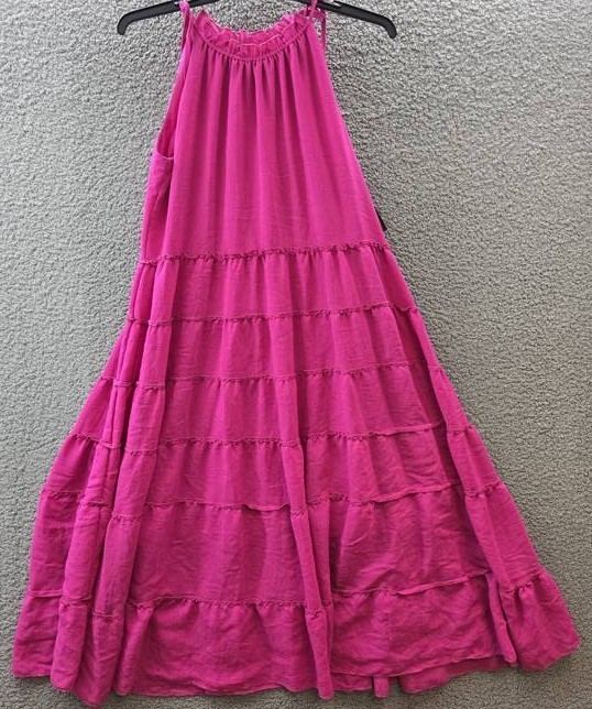 Signature by Robbie Bee Tiered Ruffled-Neck Midi Dress Women’s Large Pink
