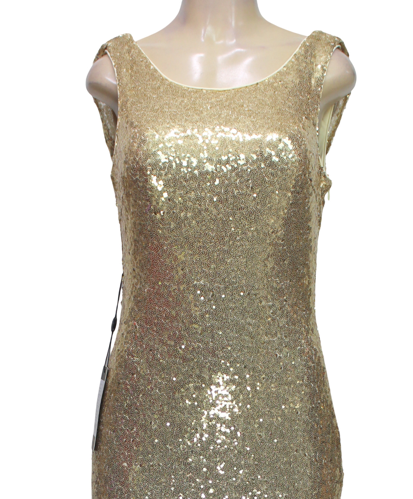 Ever Pretty Back Cowl Neck Dress Cocktail Party Sequin Sleeveless Gold Size 10