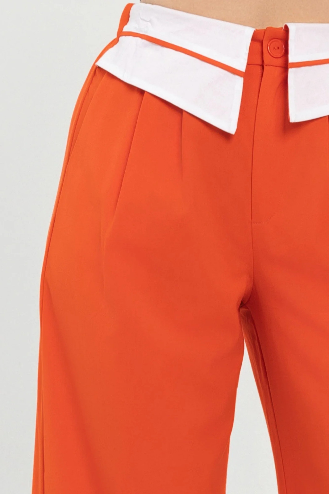 Front Button Fold-over Inside Zipper Pants – Women’s Clothing