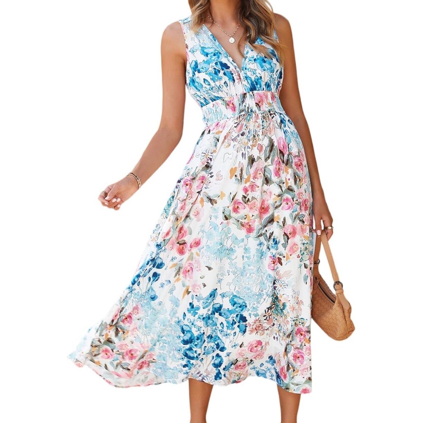 NWT Flessibili Women’s Sleeveless Floral Maxi Dress Sundress Wedding Guest SZ M
