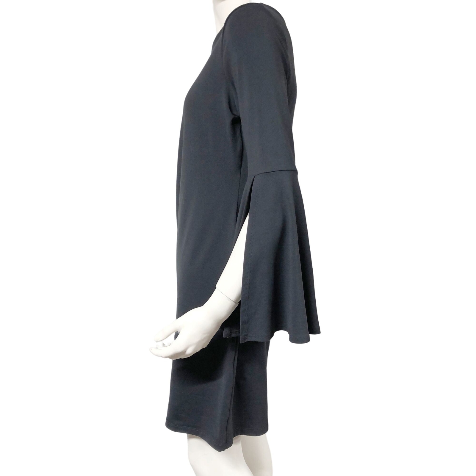 Susana Monaco Arabella Split Bell Sleeve Mini Dress Onyx NWT Womens Size L Large