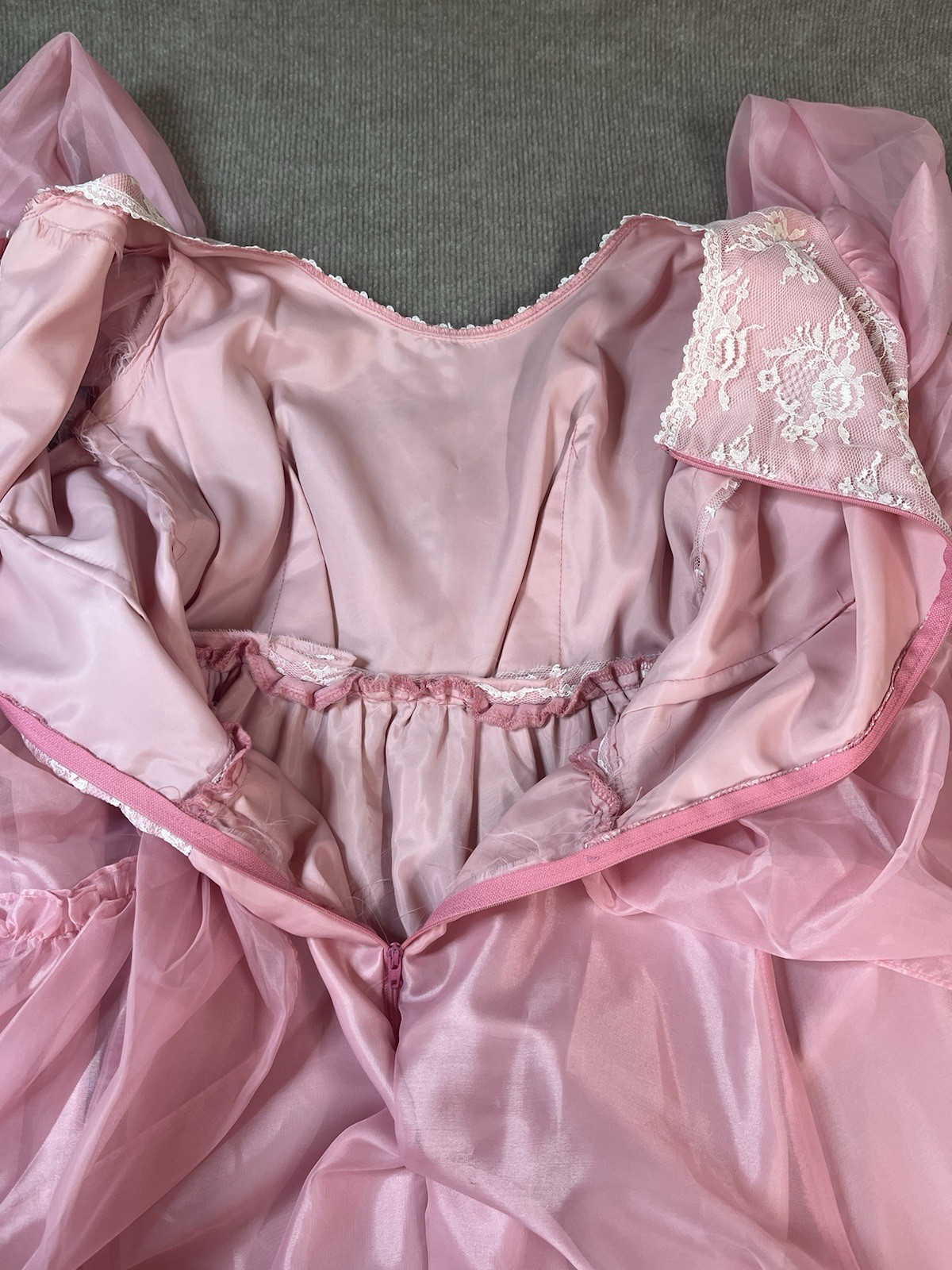 Vintage Dress 8 S Ruffle Sheer Nylon Tea Peasant Prairie Cottage Gypsy Cosplay