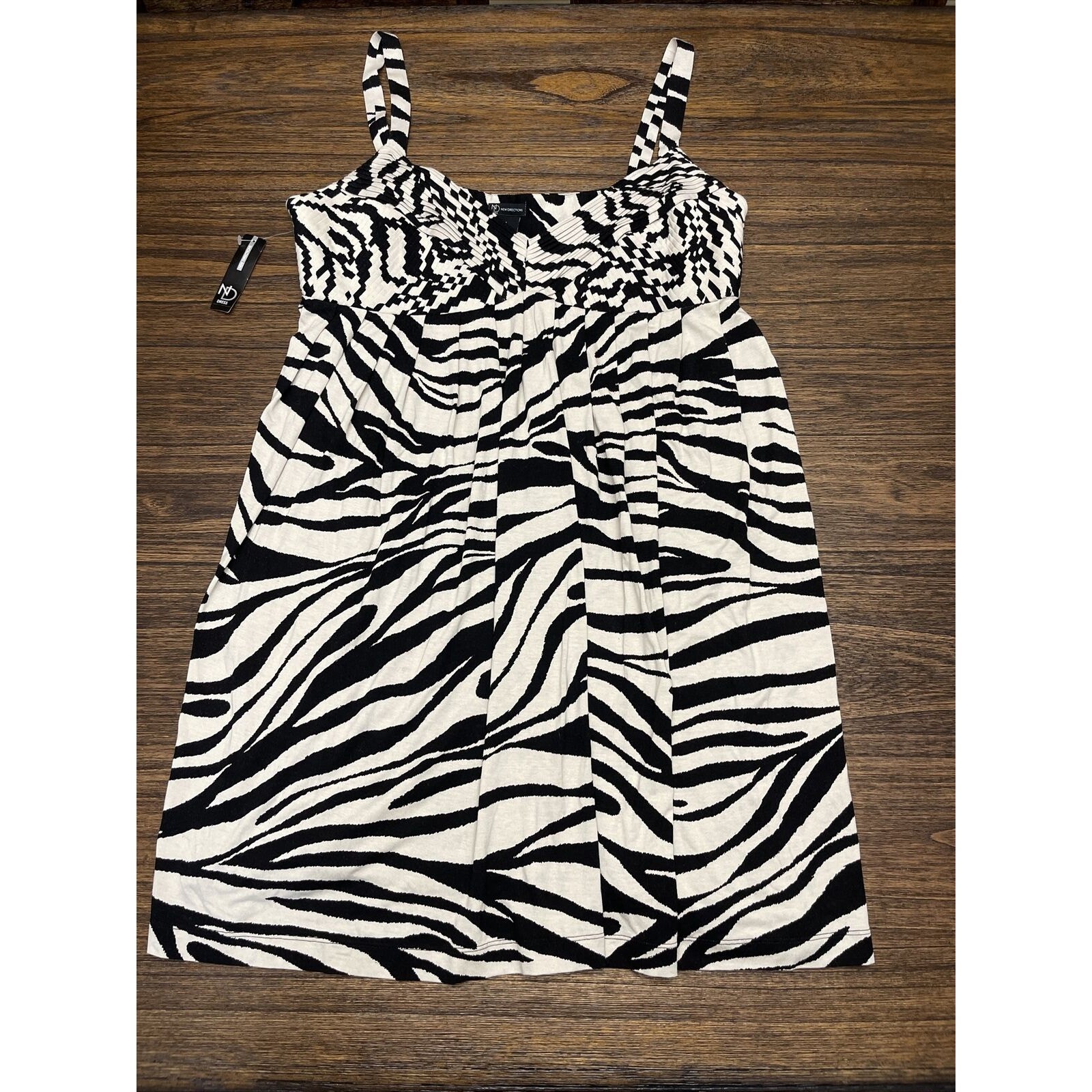 New Directions Black Tan Tank Dress Rayon Spandex Size 16 Knee Length NWT