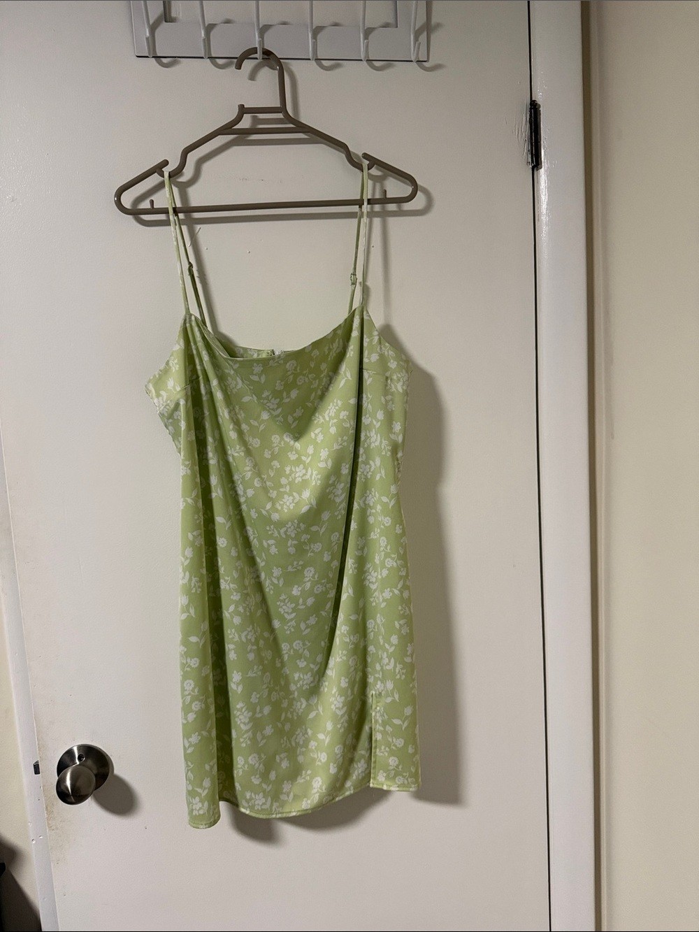 Garage Light Green Floral Mini Slip Dress