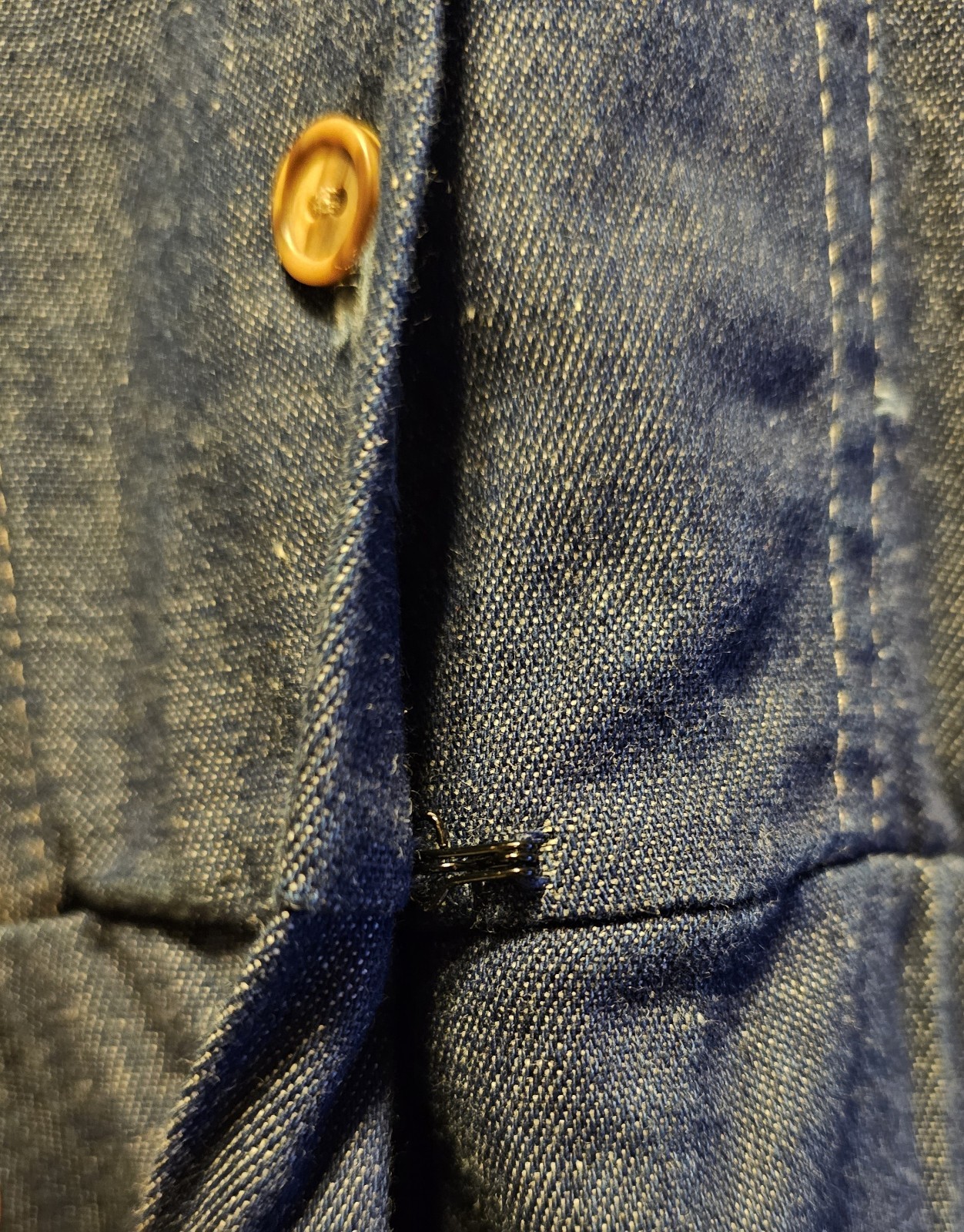 Vintage “EJM Petites” Denim Button Down Collared Dress Size 4, Denim Dress