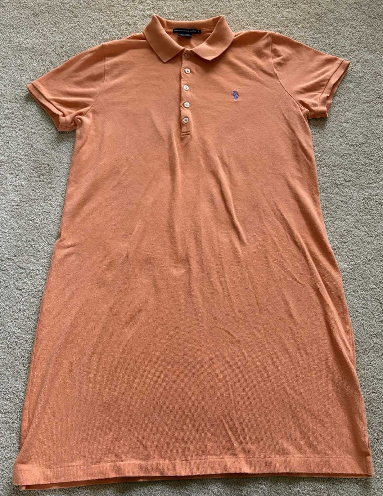 Ralph Lauren Sport Polo Shirt Dress XL Short Sleeve Orange Pony Preppy Logo