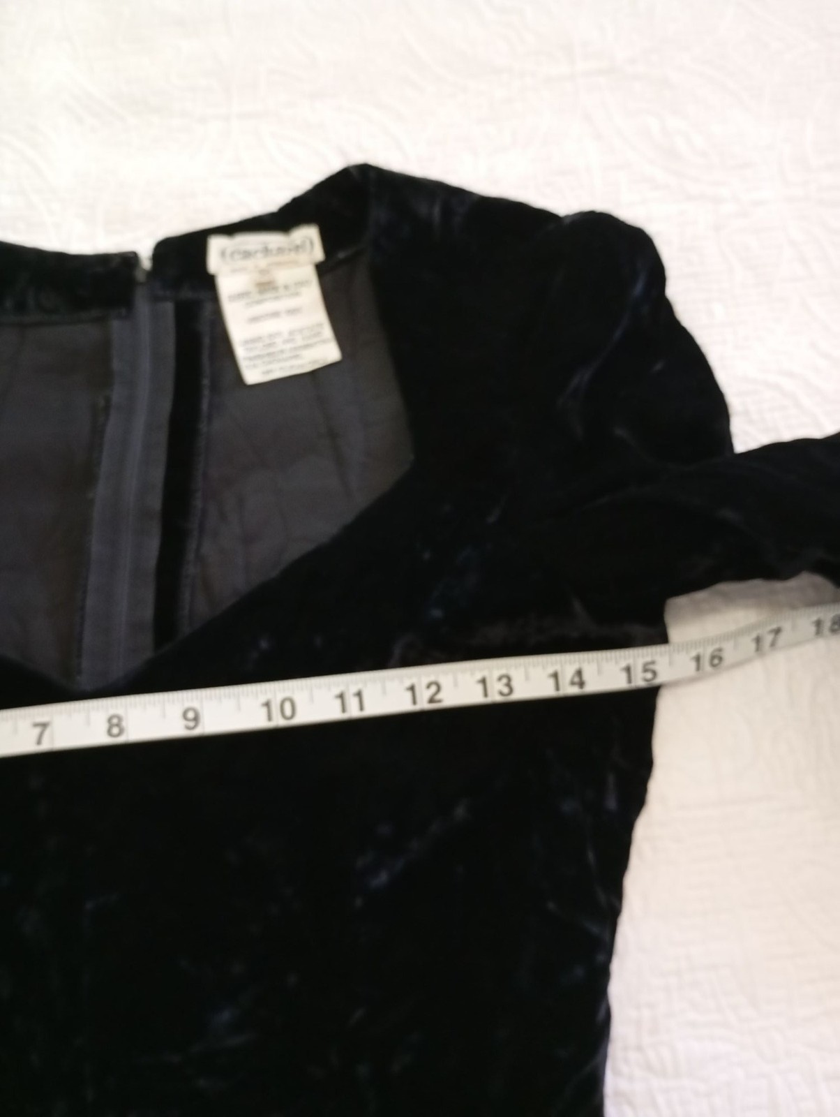 Cacharel Black Velvet Long Sleeve Mini Dress Size 36 Italy Viscose Acetate Linin