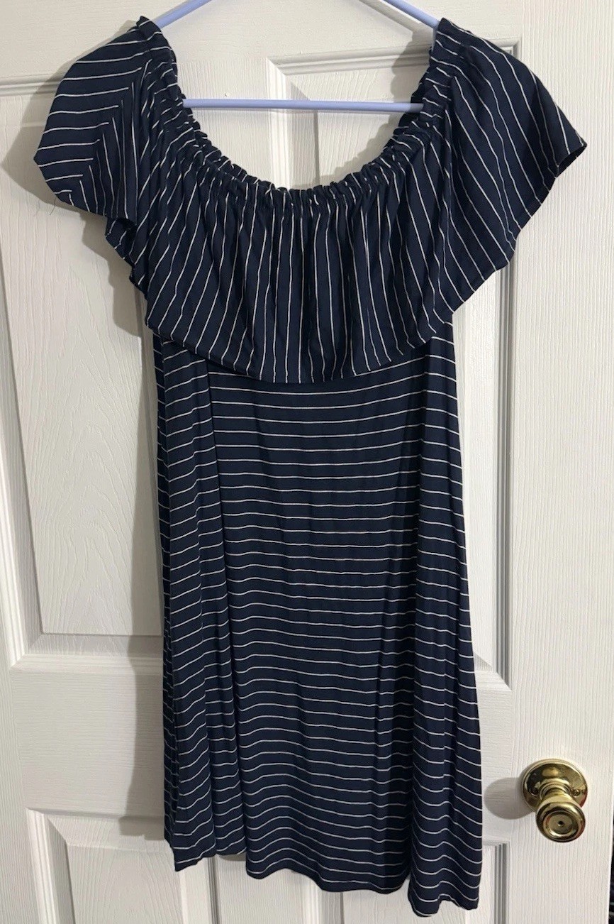 Abercrombie & Fitch Women’s Medium Navy Blue Striped Summer Dress