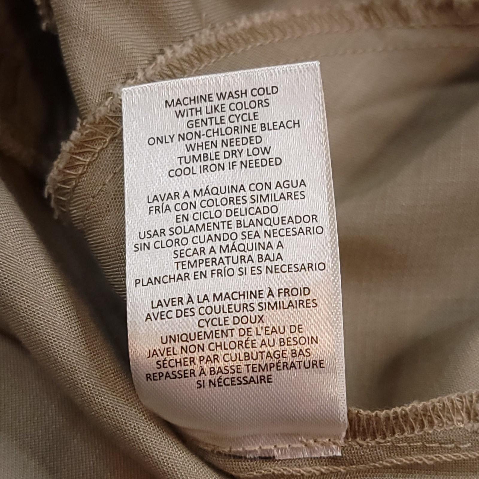 NWT Lands’ End Women’s Small Rayon Midi Dress Tiered Elastic Waist Tan V-Neck