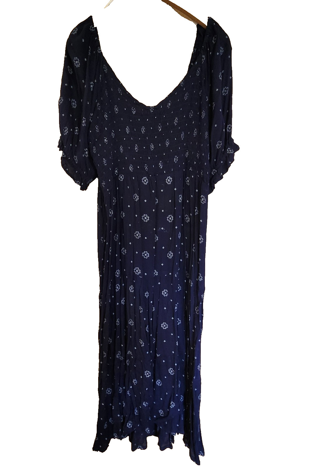 True Craft Navy Peasant Boho Maxi Dress Sz XL