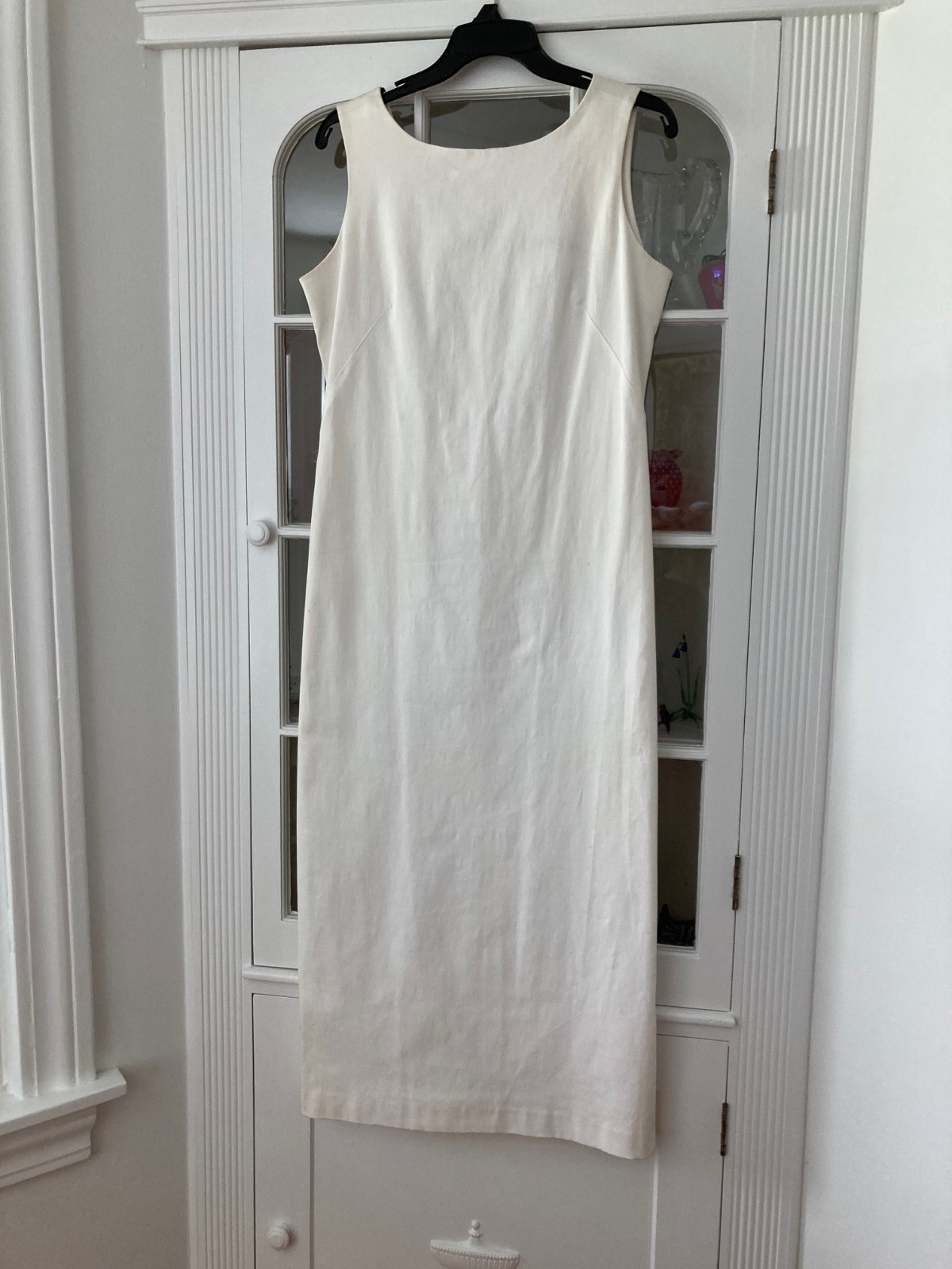 J Peterman white cotton/lycra sheath size 10-vintage/new