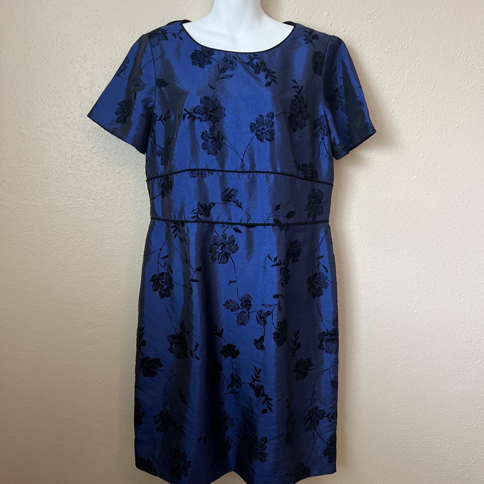 PRESTON & YORK Womens Dress Blue Shealth Floral Knee Length Cocktails Wedding 12