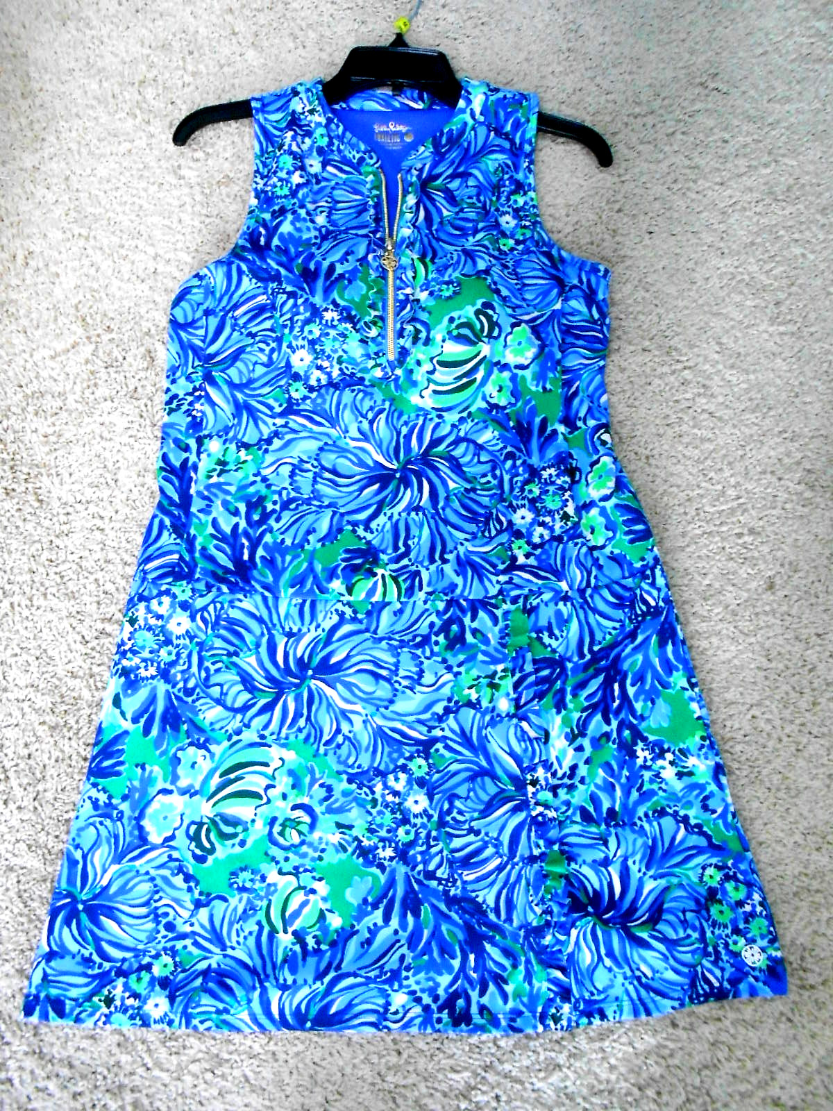Lilly Pulitzer Dress Luxletic Blue Green Stretch RN 88189 Size M Active Wear