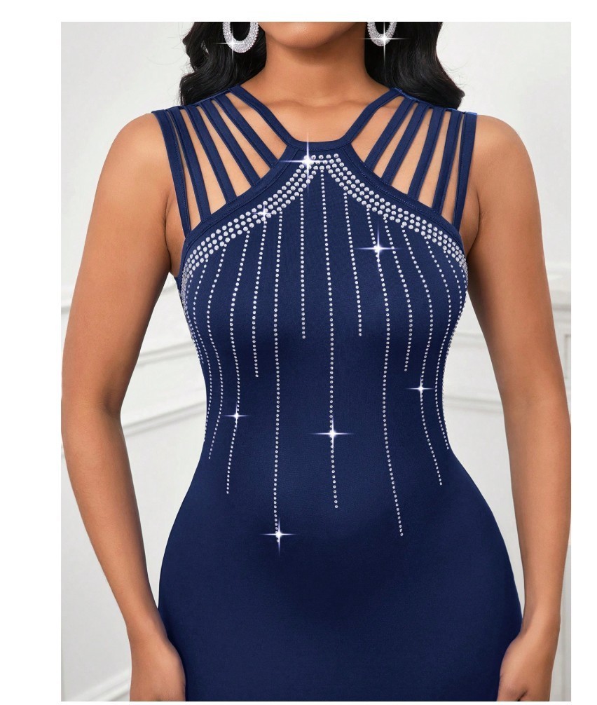 Ladies Elegant Wedding Guest Spring Summer Autumn Winter Sleeveless Hot Diamond