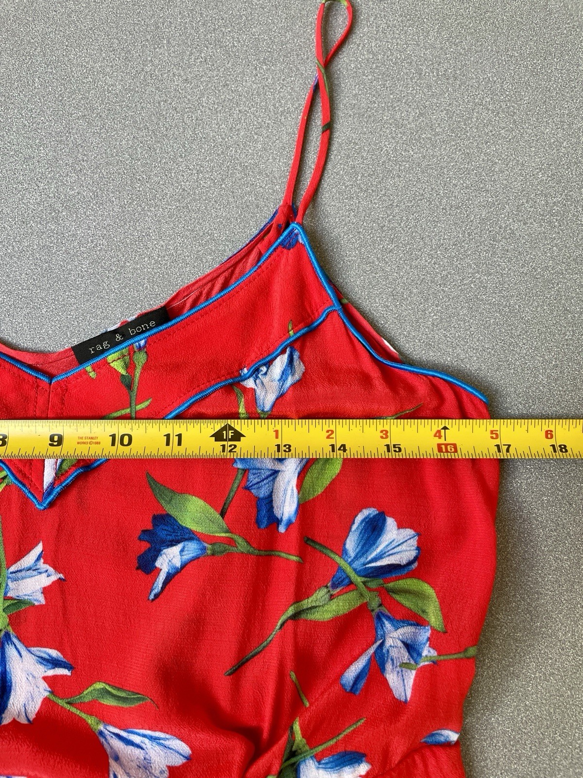 Rag & Bone Red Floral Slip Dress Small S Piping Trim Unbelted $495 Summer Pleats