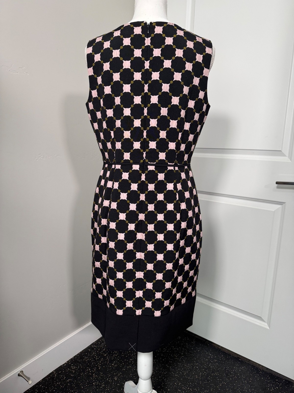 Ann Taylor Petite 00P Sleeveless Geometric Patterned Sheath Dress Black & Pink