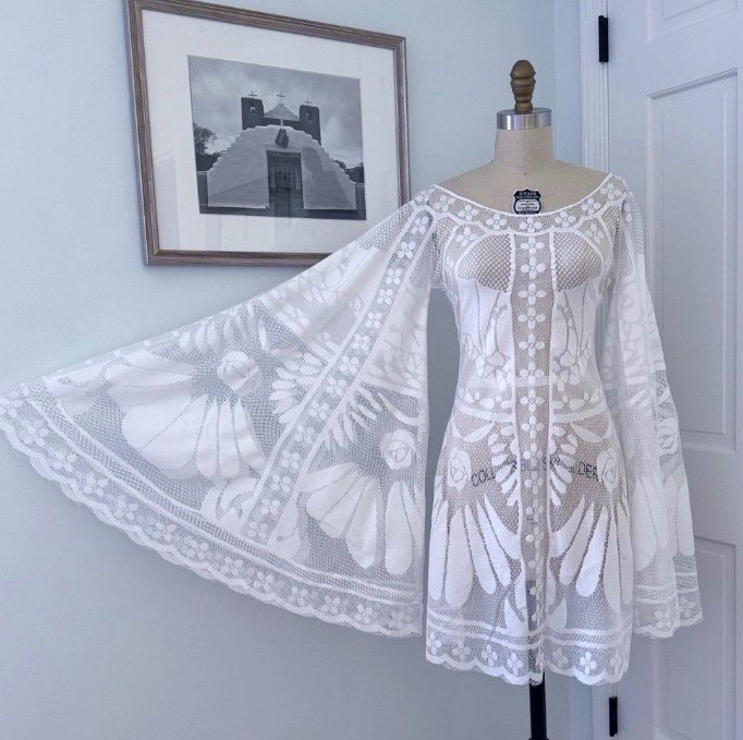 Lace Boho Wedding Dress with Bell Sleeves Elopement XS-3X