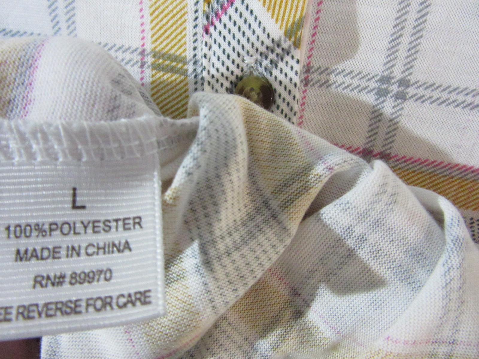 Eden & Olivia Dress Womens Large White Yellow Plaid Shirt Casual Roll Tab Sleeve