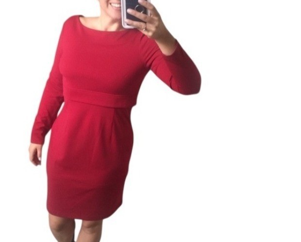 Chaps Ponte Knit Long Sleeve Sheath Dress Size 16 Holiday Christmas Party Work