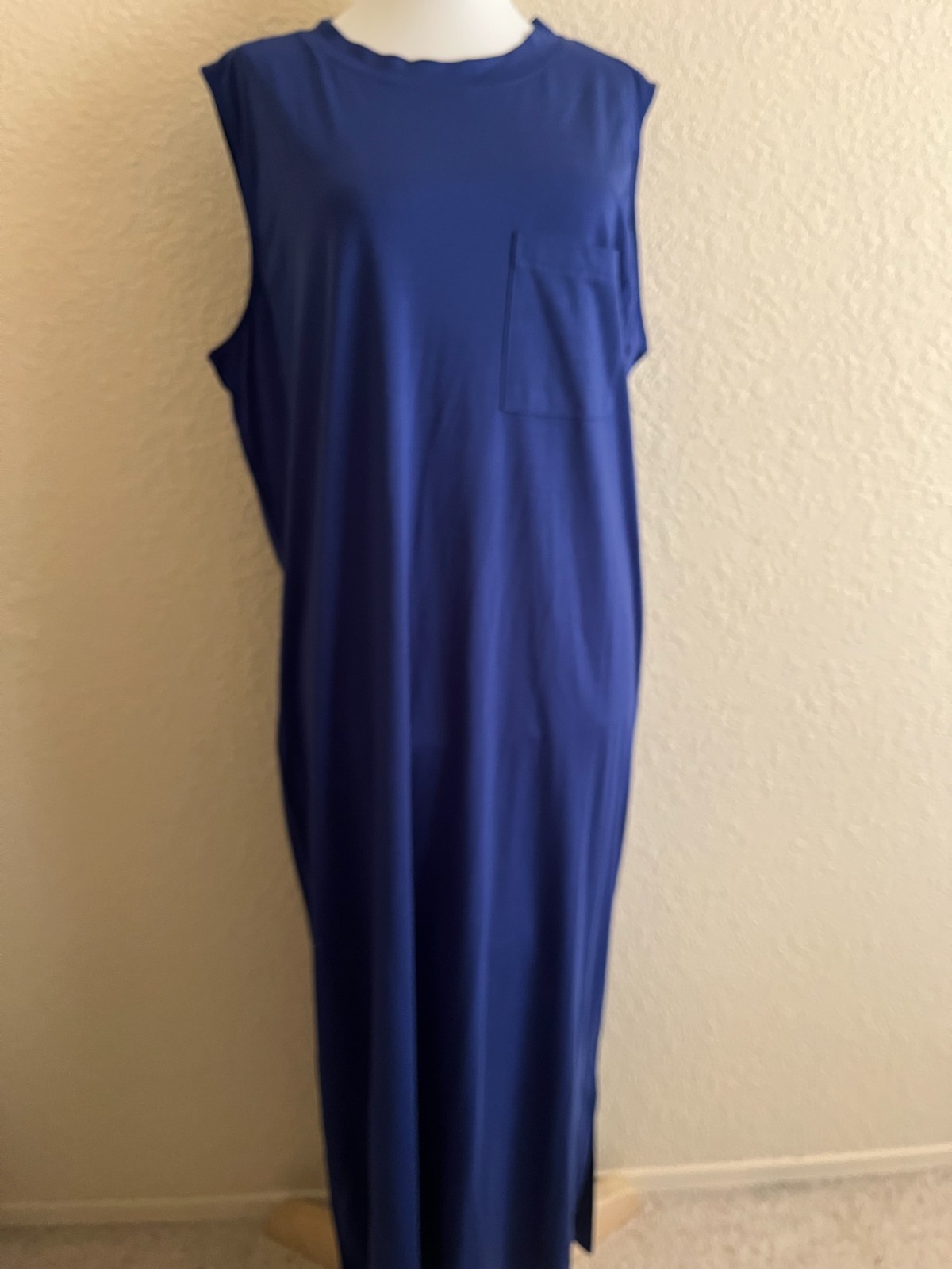 Jones NY XL Sapphire High Round Neck Sleeveless Pullover Viscose Knit Dress NEW
