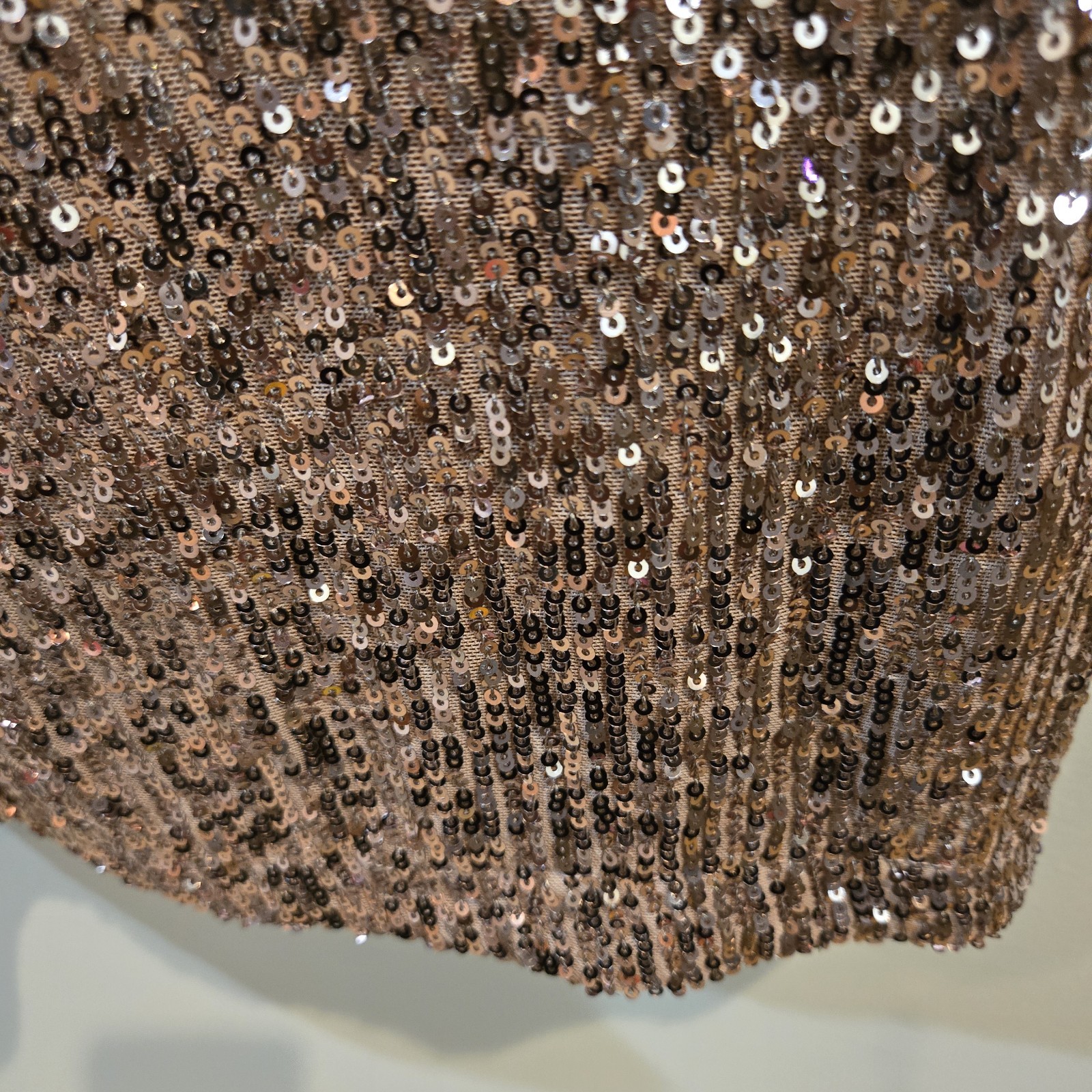 Eliza J Cocktail Sequin Mini Dress~ Rose Gold V-Neck Sheath/Balloon Sleeves NEW