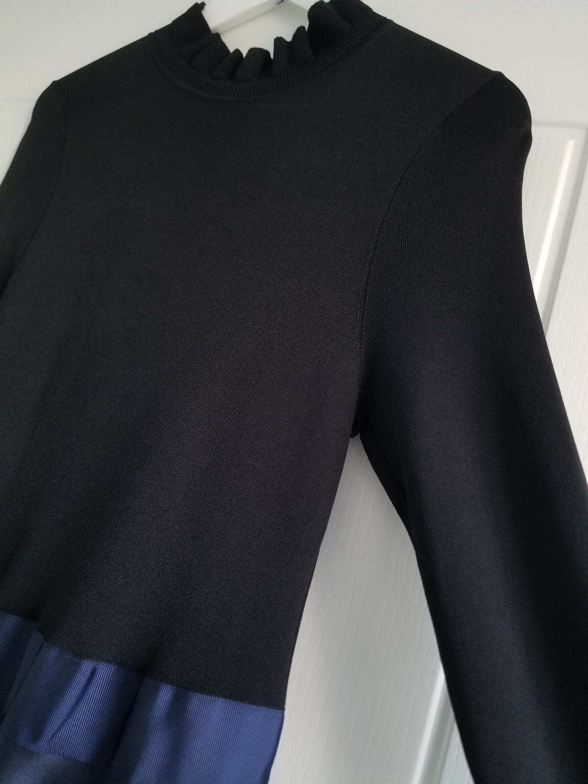 Ted Baker Zadi Long Sleeve Full Skirt Dress Size 4 UK 14 Dark Blue Black Navy