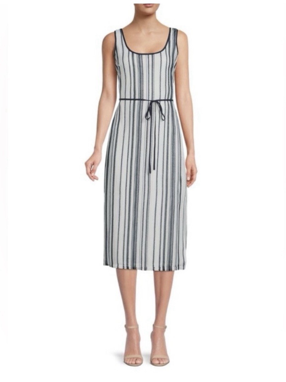 SAM EDELMAN CROCHET STRIPE MIDI COASTAL NAUTICAL PARTY DRESS NEW SzM