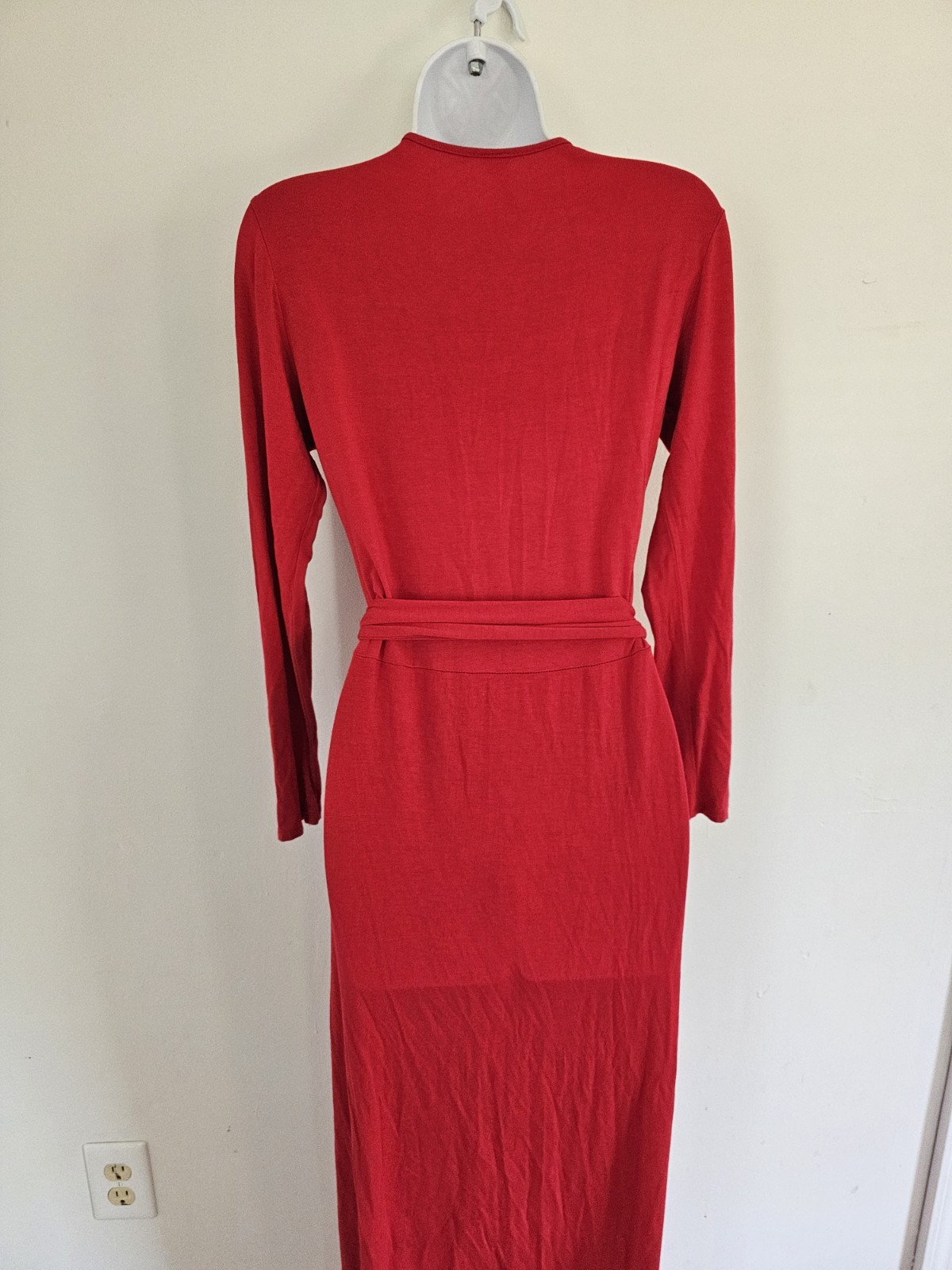 Got Style USA Red Wrap Crossover Maxi Dress size Medium Long Sleeve V-Neck