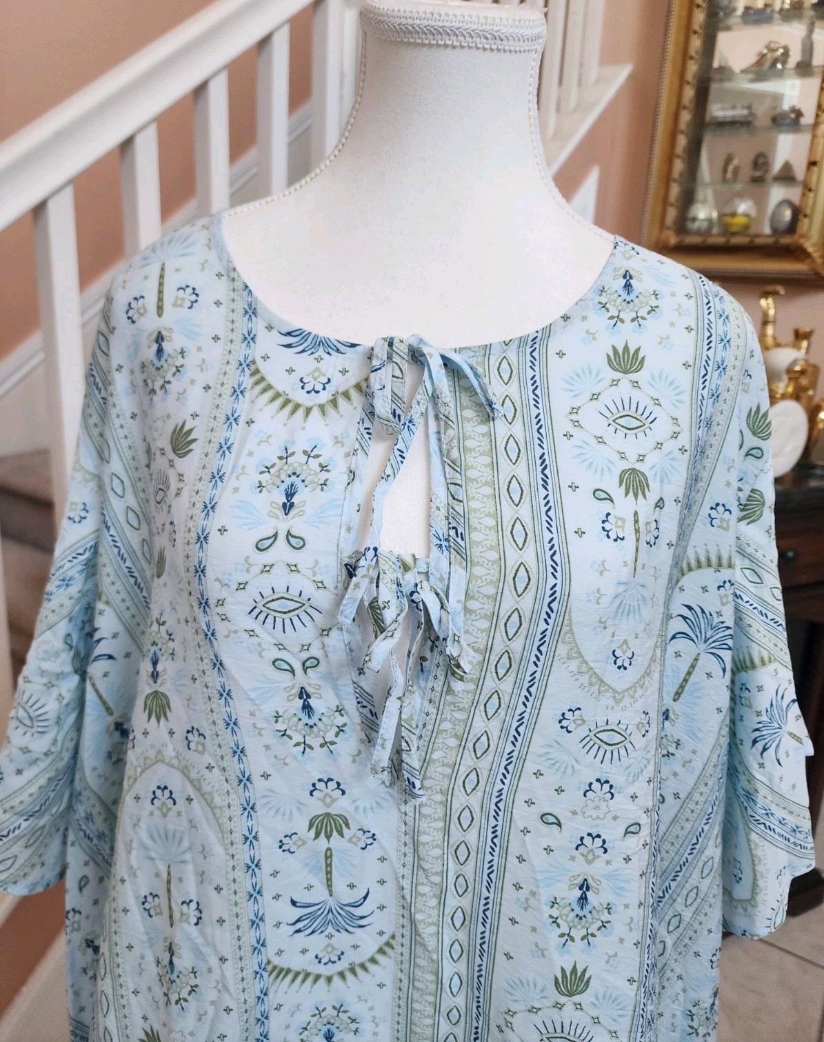 NWT BELLE ISLE BY TORRID Blue Palms Short Sleeve Popover Mini Dress Sz 2 2X 18
