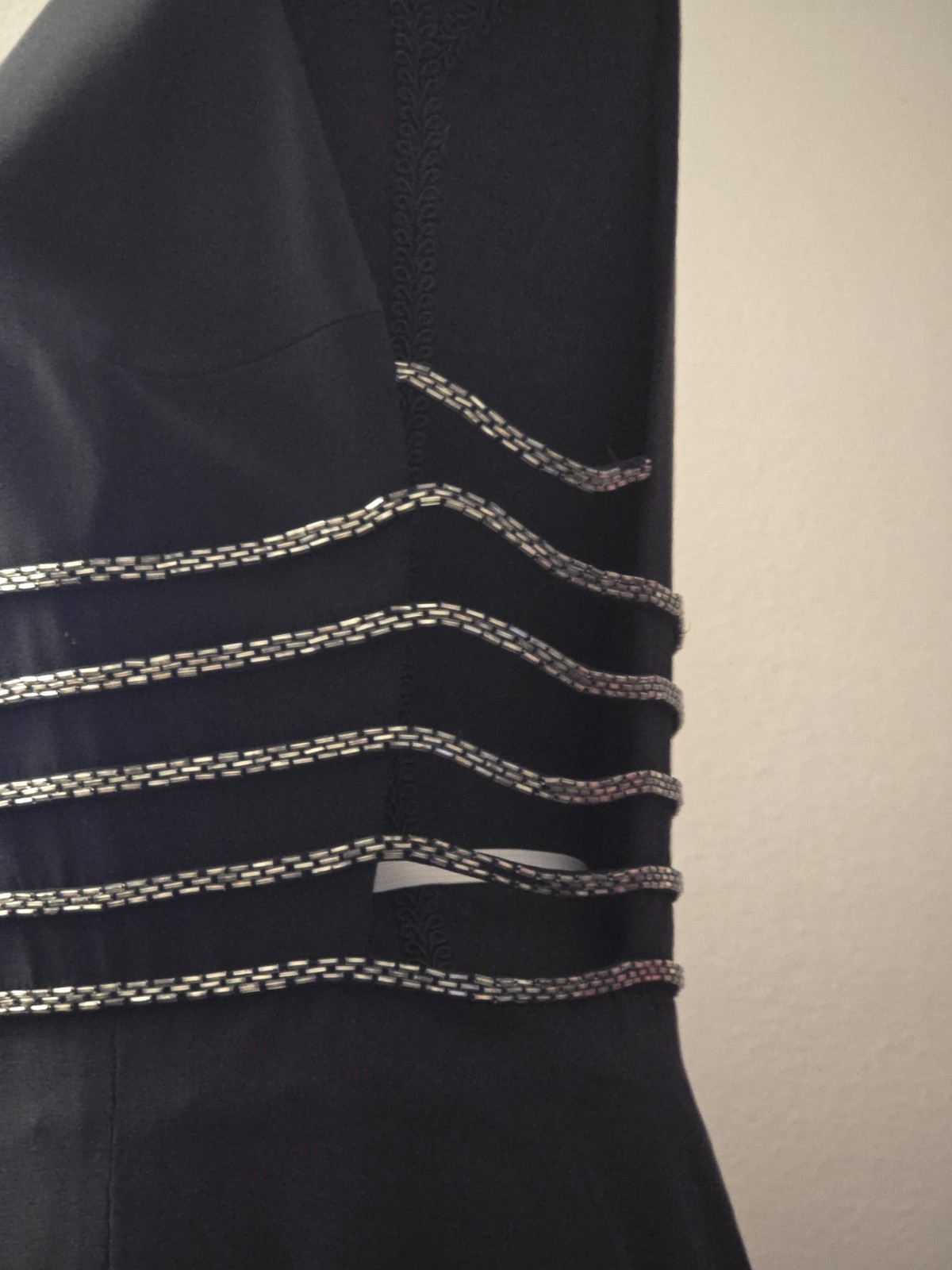 Women’s Black Sleeveless High Neck Maxi Dress Chain Waist Side Slit Size 10