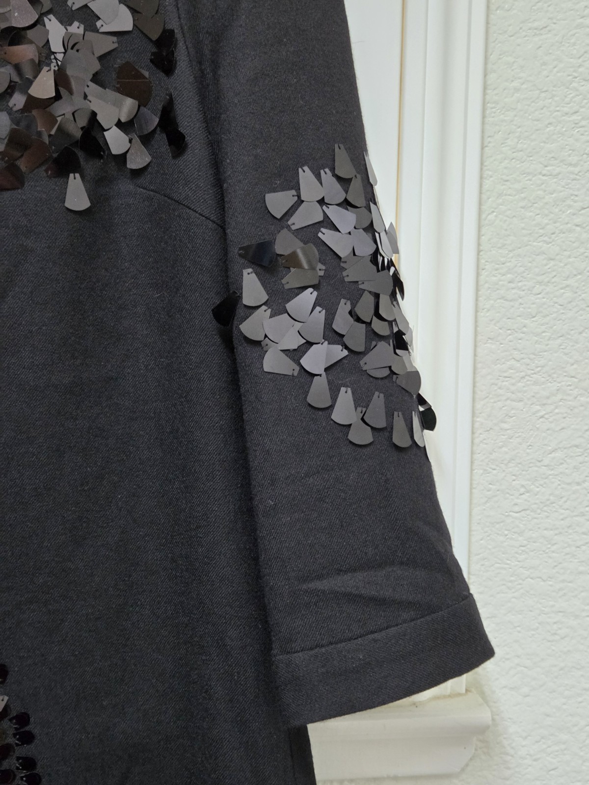 Tory Burch Sequence Wool Dress Black Floral Embellished Silk Lined Size 2 NWOT