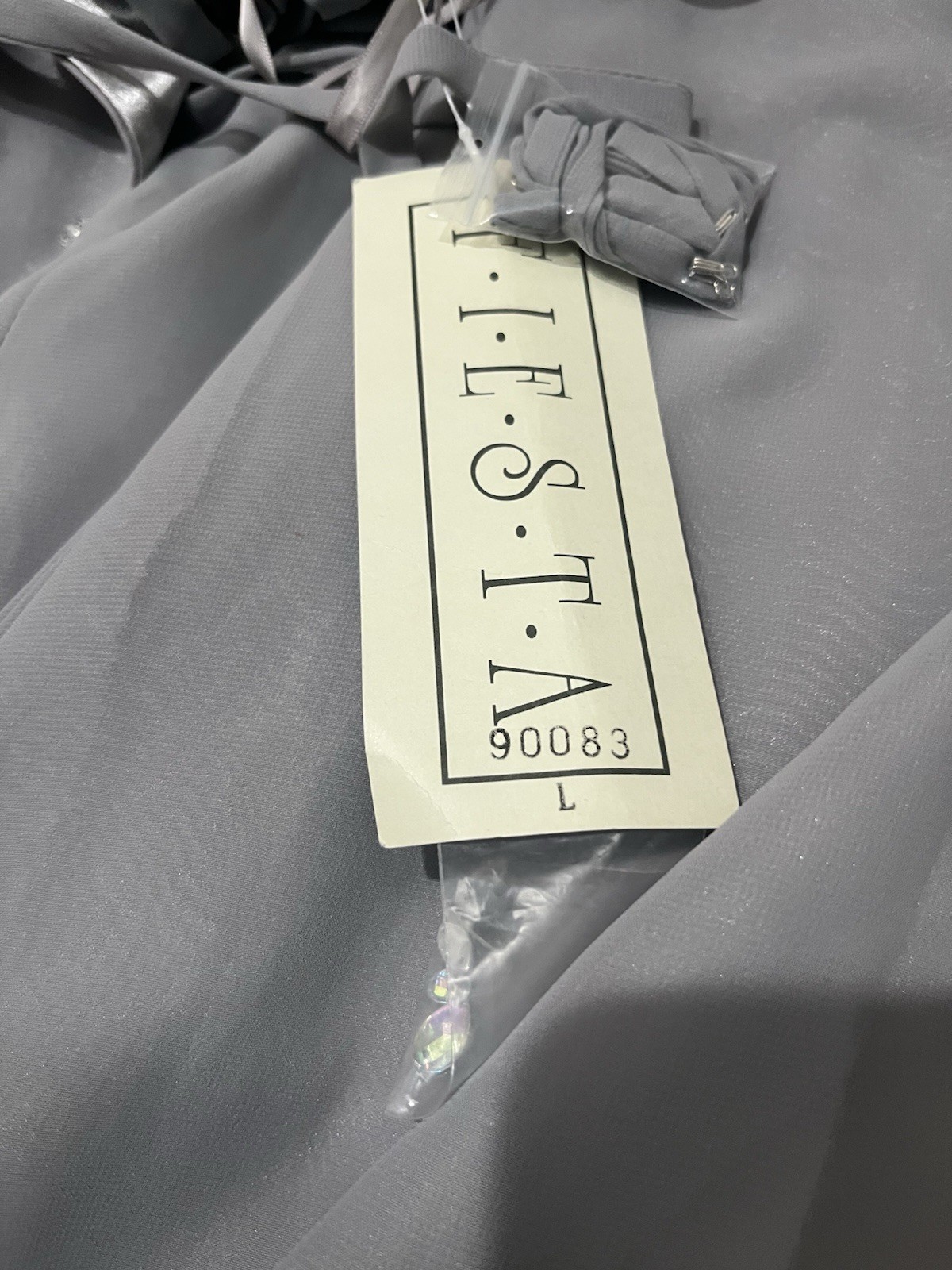 Fiesta Fashion Size L (8-10) Grey Strapless Formal Dress Long Gown Prom NWT
