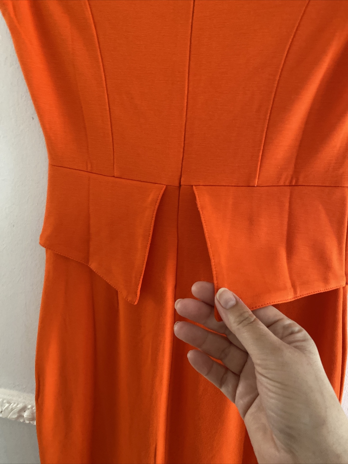 BNWT Sz 8 Unusual ORANGE Korean Asian Suit Dress Stretchy slimming tummy draped