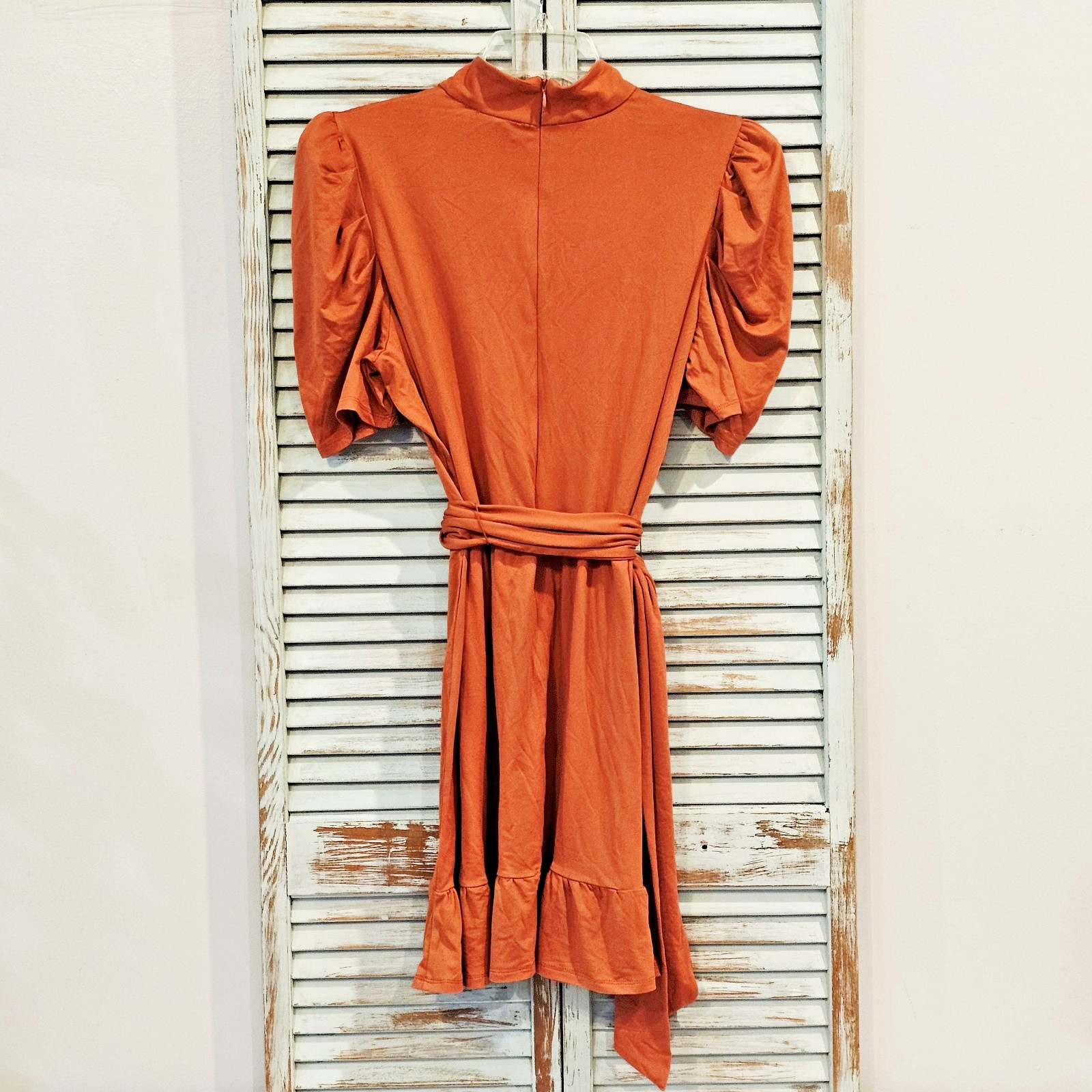 LEYDEN CASUAL BELTED MINI DRESS Size Large Rust Career Fall Fashion Office BNWT