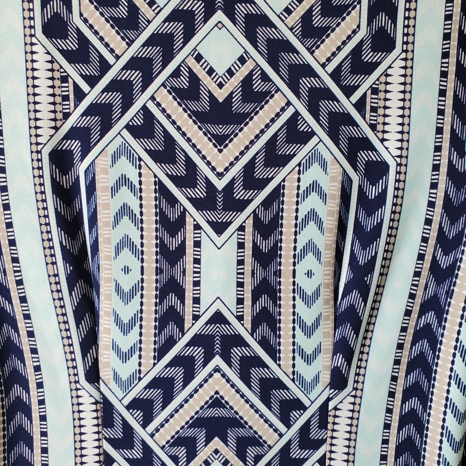 Blue White Scarf Print Jersey Shift Dress 10 Career Classic Church Holiday