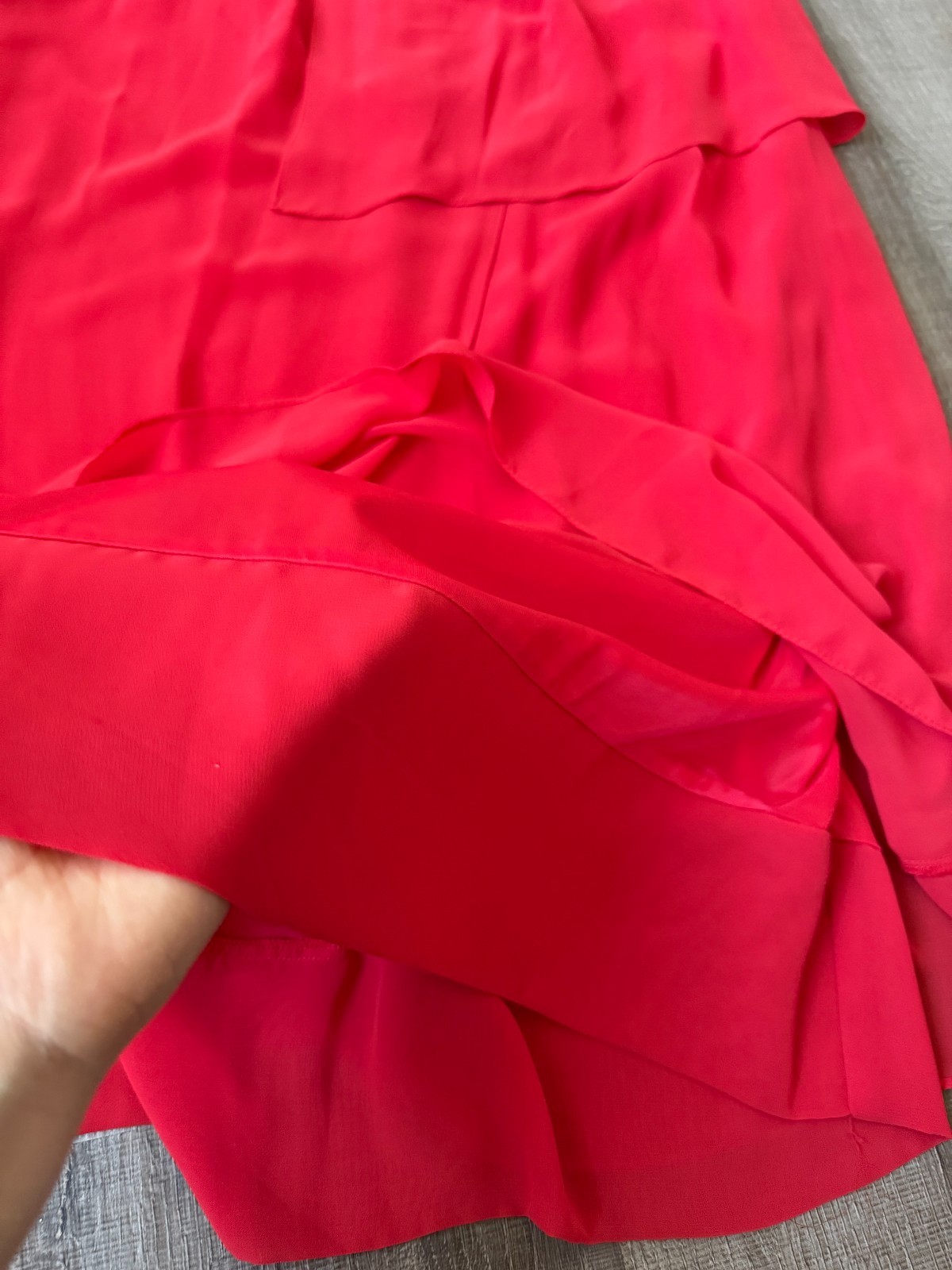 Sfera Red Sleeveless Shift Dress M Layered Ruffle Sheer Overlay Cocktail Party