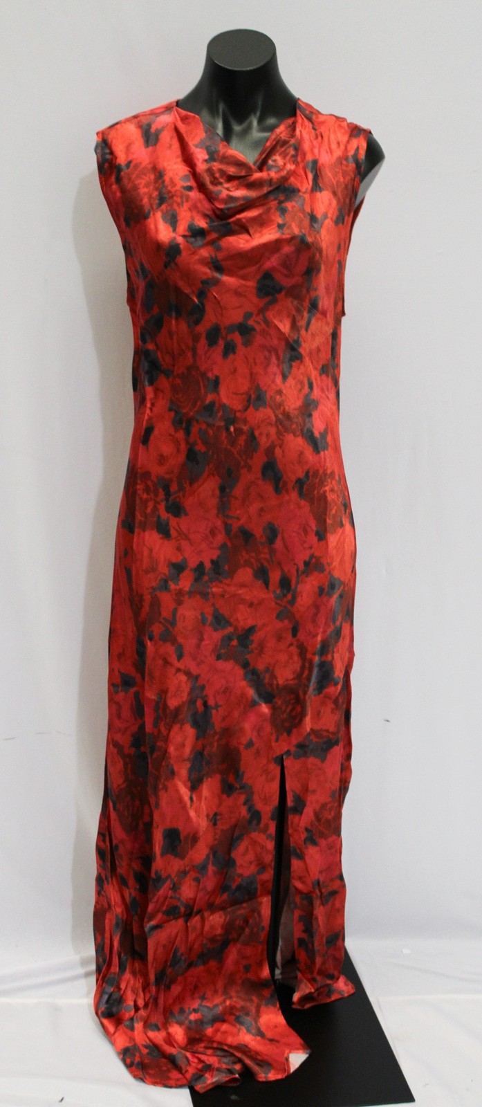 Topshop Women’s Drape Neck Floral Maxi Dress NC3 Red Rose Size UK 14 (US 10)