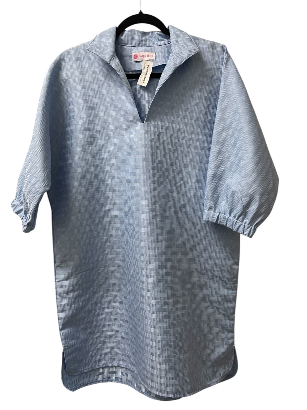 Caryn Lawn Popover Shirt Dress Womens One Size Blue Sleeve Pockets Preppy NWT