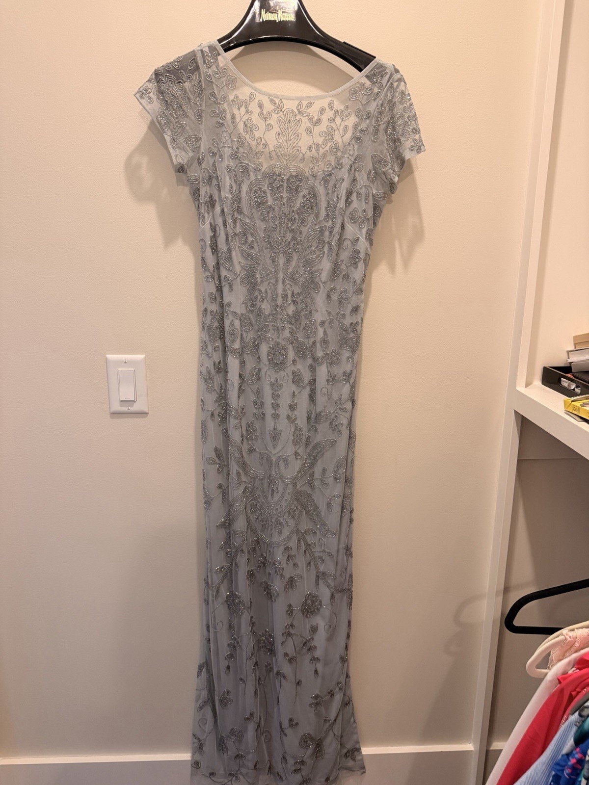 Aidan Mattox Silver Beaded Evening Gown Women’s, Size 8