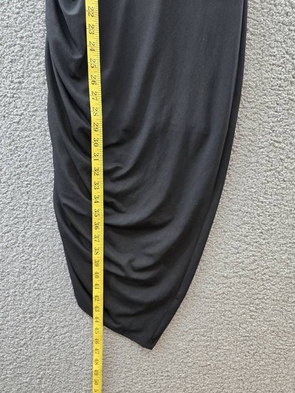 Kenneth Cole Sandra Side Ruched Asymmetric Hem Tank Dress Women’s S Black Solid