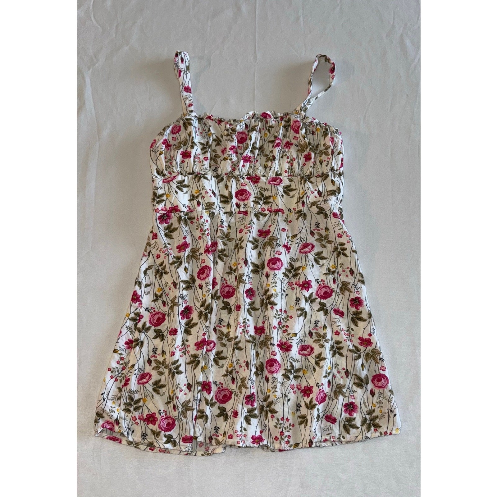 Trixxi Unlined Blend Spaghetti Strap Floral Mini Tank Dress L Stretched