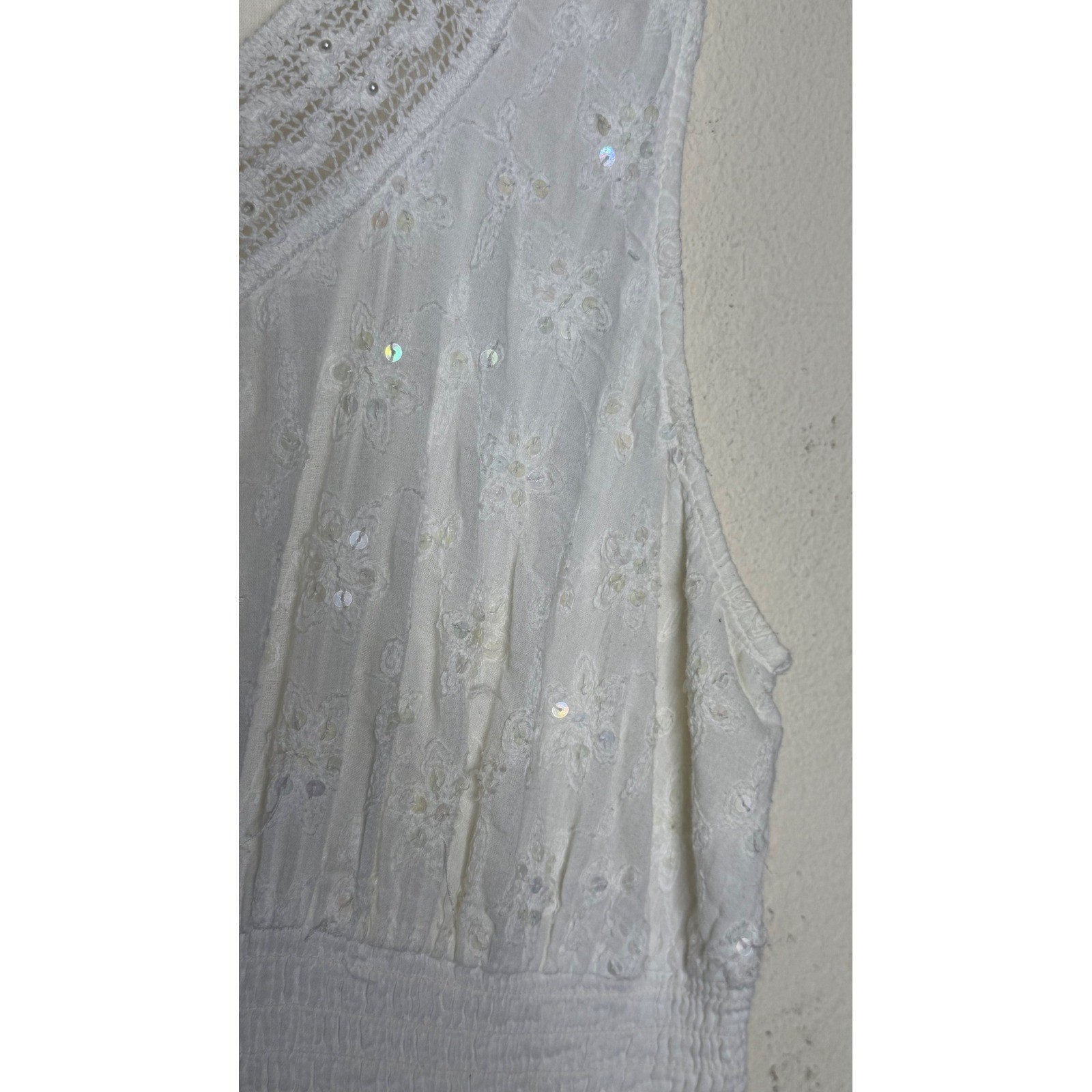 Mlle Gabrielle 2X Cotton Dress Plus Size White Lace Ruffle Cottagecore Peasant