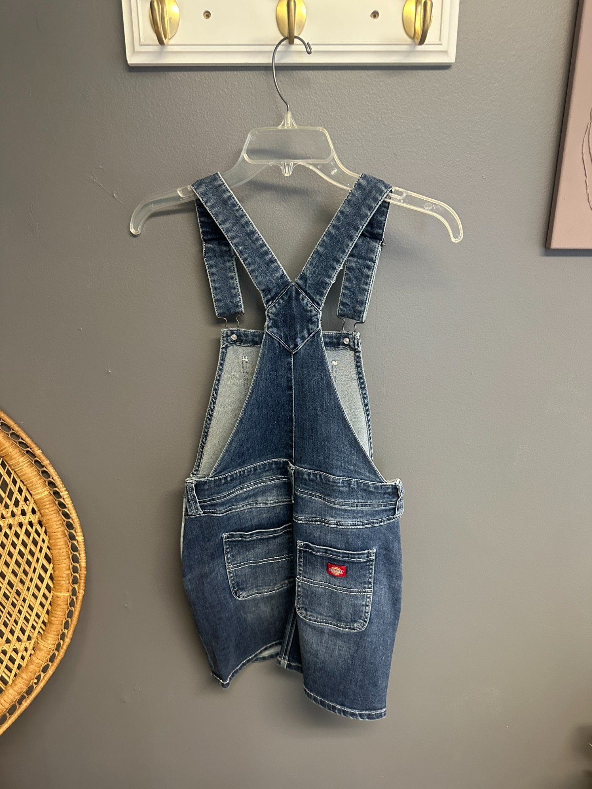 Dickies Overall Jean Dress Juniors Size L Dark Blue Denim Y2K Grunge Vintage
