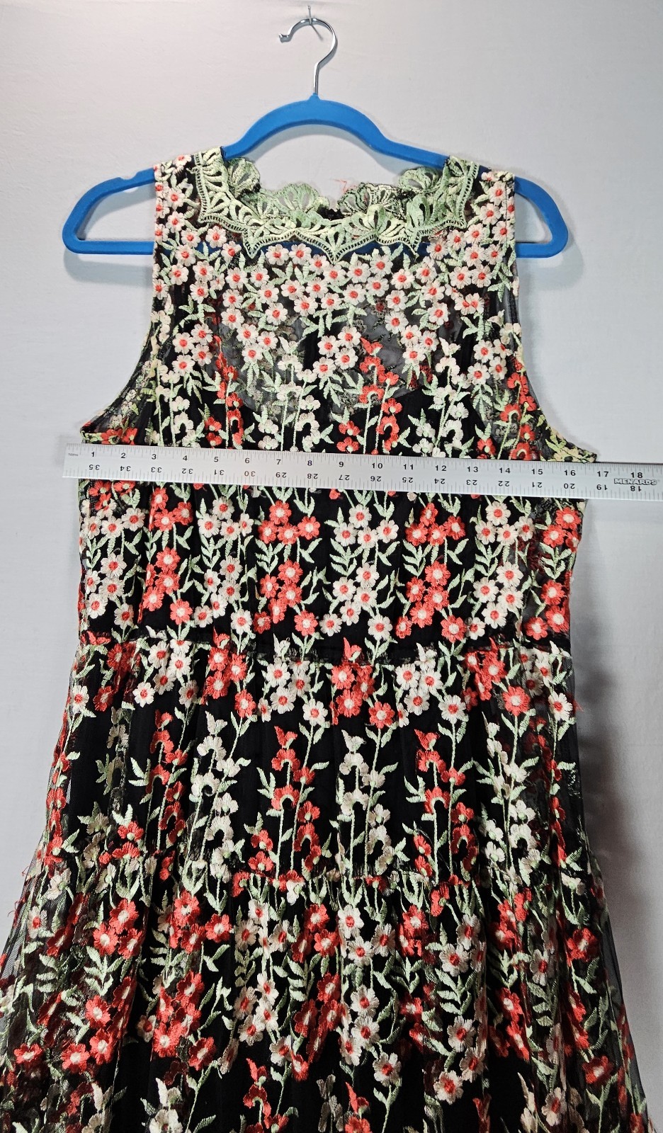 Anthropologie HD in Paris Embroidered Emilia Dress Floral Mesh Midi US 12