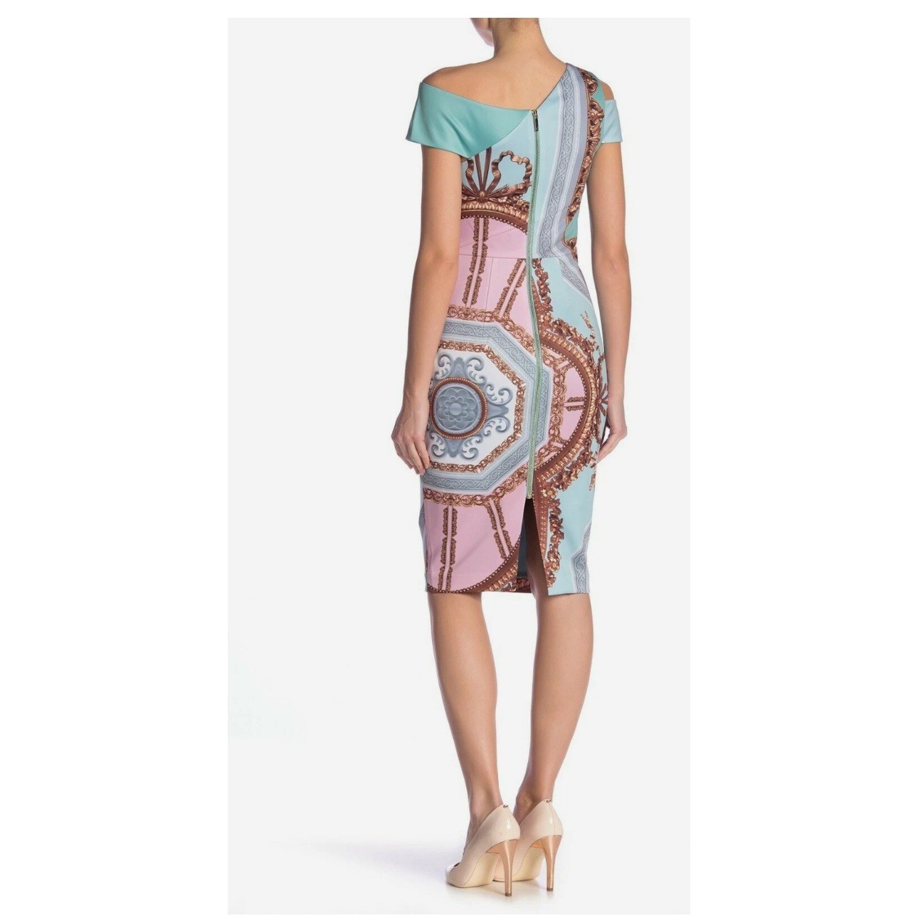 Ted Baker Versailles Baroque Scarf Print Sheath Midi Dress Teds’1