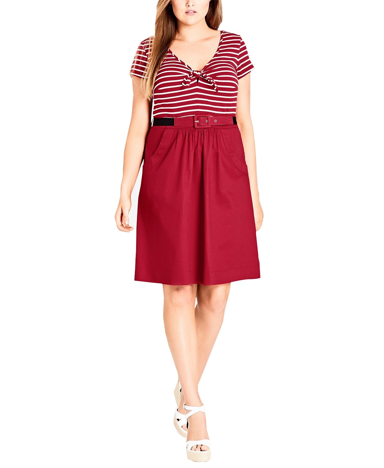 City Chic Trendy Plus Size Tie-Front Fit & Flare Dress