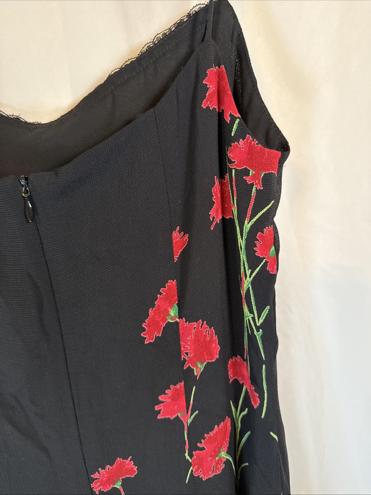 A.B.S. By Allen Schwartz Vintage Y2K Black Floral Spaghetti Strap Slip Dress Sz6