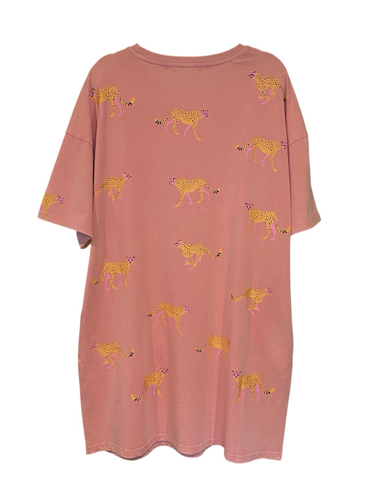Blue Velvet Clothing Pink Leopard Cheetah T Shirt Dress Womens Size XL NWT